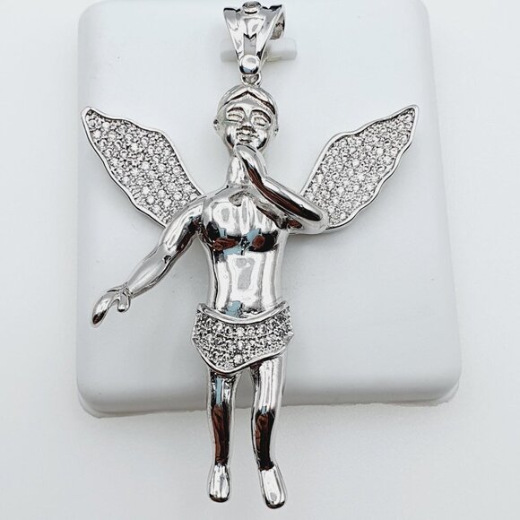 "925 Sterling Silver Plated CZ Pendant, INUS1BR091 - Picture 5 of 11